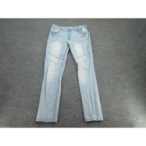 GS-115 Mens Jeans Slim Light Wash Paneled Distressed Moto Denim Size 34